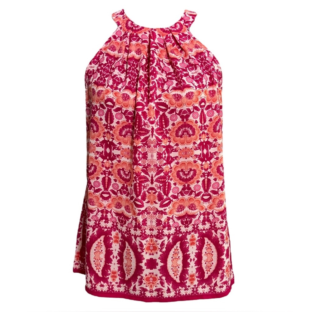 Floral Pink Sleeveless Blouse